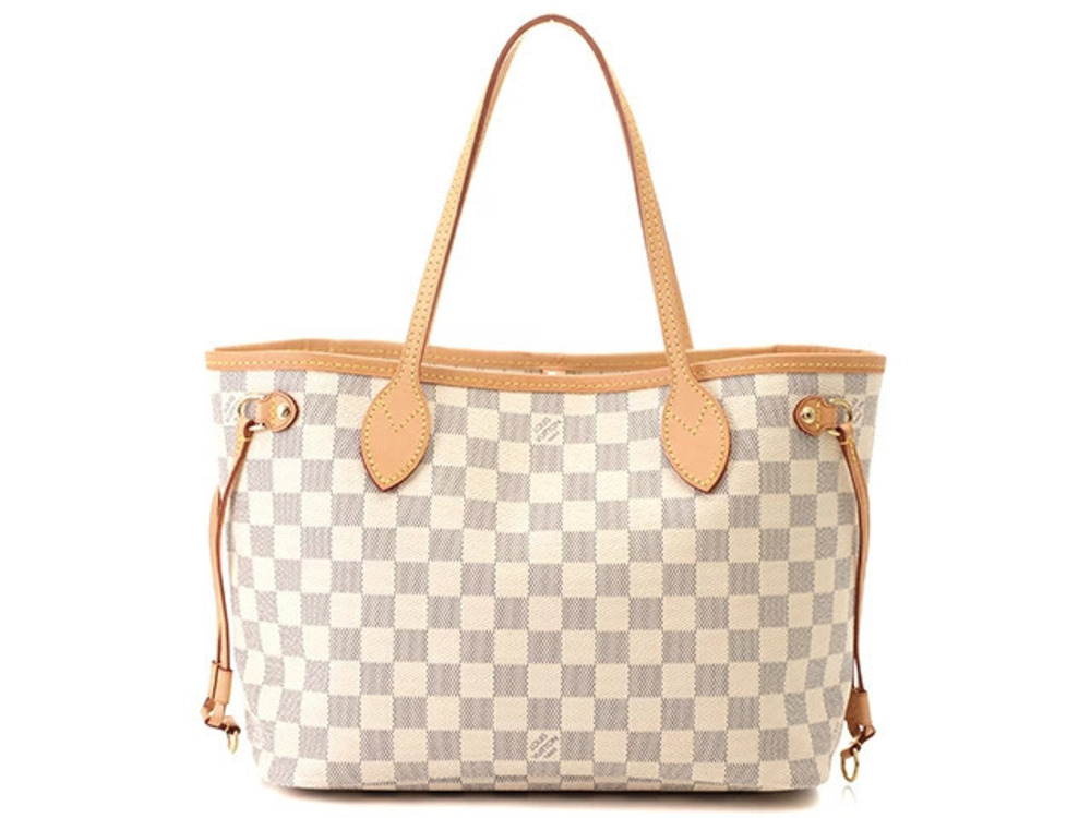 LOUIS VUITTON Neverfull Tote Bag Damier Azur White